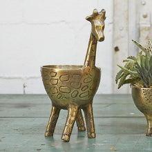 Load image into Gallery viewer, Gold Metal Giraffe Planter