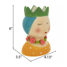 Load image into Gallery viewer, Queen Lady With Green Crown Flower Pot Planter Vase
