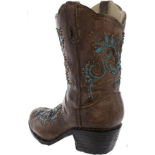 Load image into Gallery viewer, Brown & Blue Cowboy Boot Vase