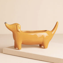 Load image into Gallery viewer, Orange Dachshund Weiner Dog Planter