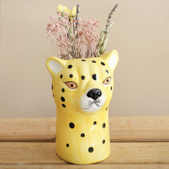 Yellow Leopard Cheetah Vase