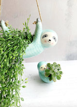 Load image into Gallery viewer, Blue Sloth Hanging Planter Pot

