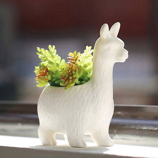 White Llama Planter Pot