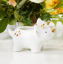 Load image into Gallery viewer, Gold White Dinosaur Ceramic Planter
