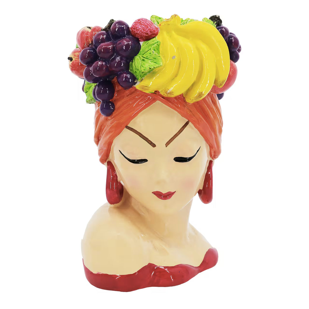 Lady with Fruit Hat Planter Pot