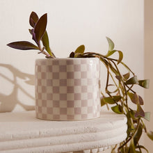 Load image into Gallery viewer, Lilac Gingham Planter Pot

