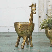 Load image into Gallery viewer, Gold Metal Giraffe Planter
