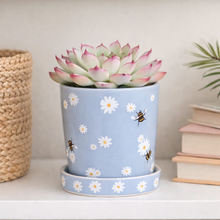 Load image into Gallery viewer, Blue Honey Bee Planter Pot
