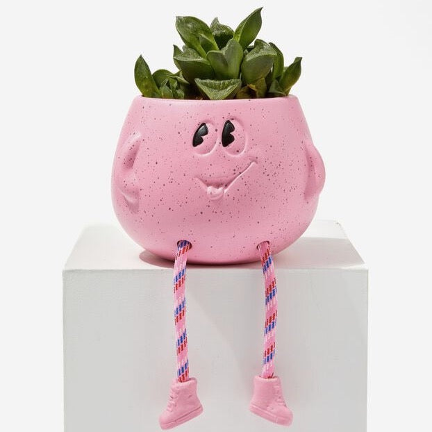 planter pot with legs Pink Smiling Sitting Planter w/ Dangling Legs