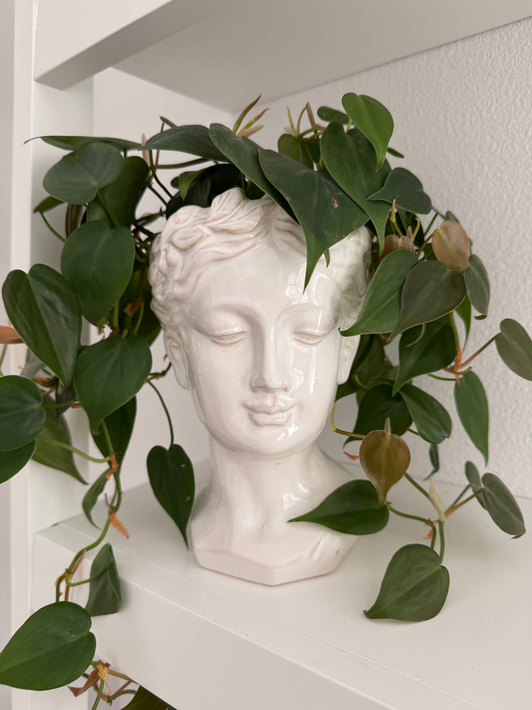 White Grecian Bust Goddess Planter Pot