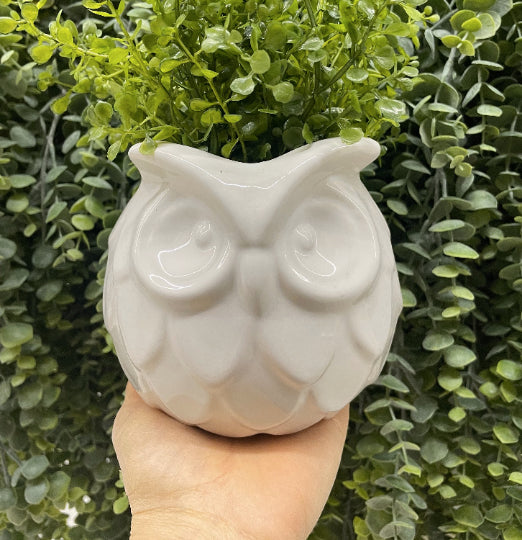 White Owl Planter Pot
