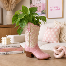 Load image into Gallery viewer, PINK Floral Cowboy Boot Vase Planter
