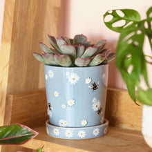 Load image into Gallery viewer, Blue Honey Bee Planter Pot
