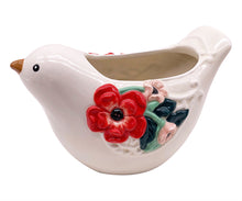 Load image into Gallery viewer, Floral Ceramic Bird Planter

