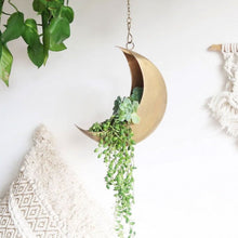 Load image into Gallery viewer, Hanging Metal Moon Planter
