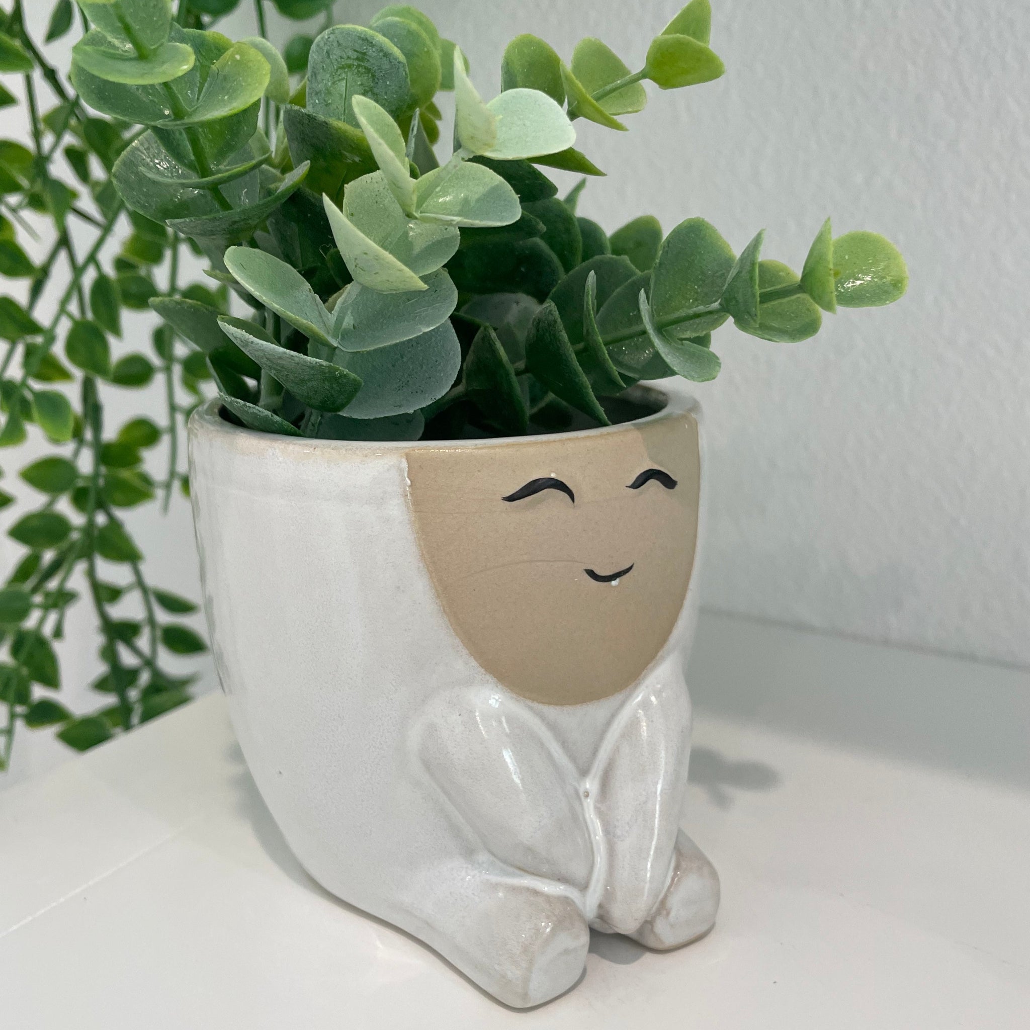 Cute Happy Face Ceramic Planter