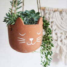 Load image into Gallery viewer, Terra Cotta Hanging Cat Planter Pot for Succulents &amp; Plants
