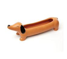 Load image into Gallery viewer, Brown Dachshund Ceramic Dog Planter Pot
