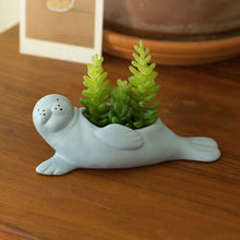 Load image into Gallery viewer, Kikkerland Blue Seal Pup Planter for Plants, Succulents &amp; Air Plants
